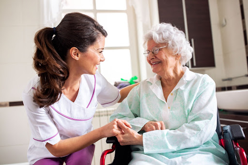 Care assistant with senior