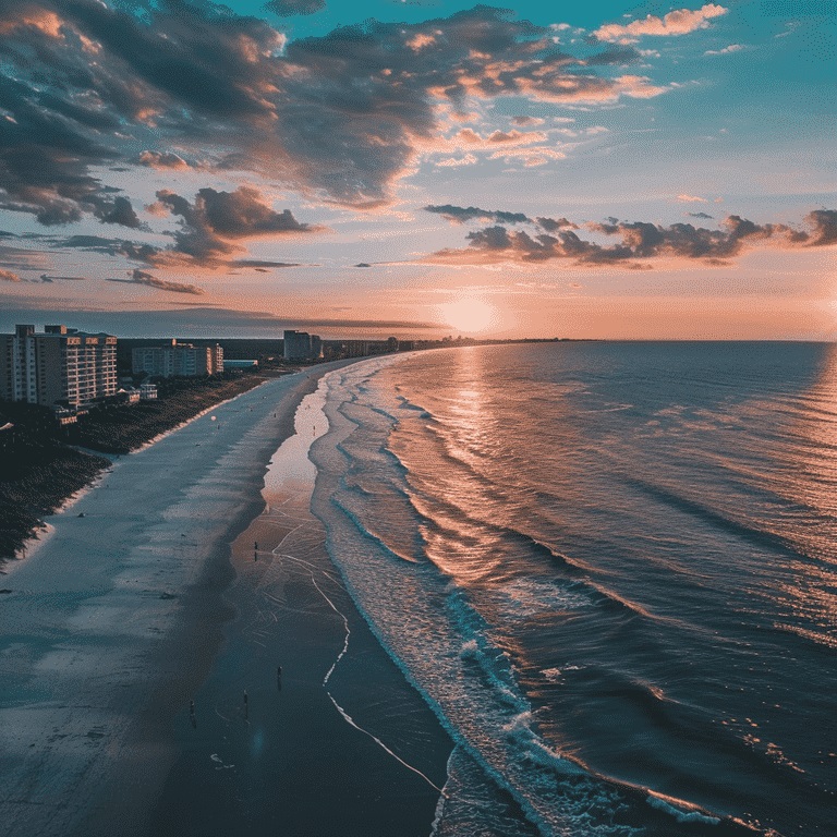 Serene sunset over Myrtle Beach, symbolizing fulfillment and peace.